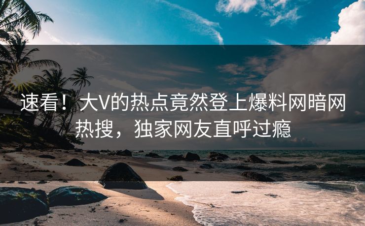 速看!大V的热点竟然登上爆料网暗网热搜,独家网友直呼过瘾