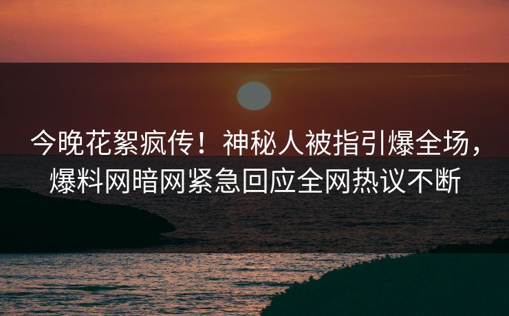 今晚花絮疯传！神秘人被指引爆全场，爆料网暗网紧急回应全网热议不断