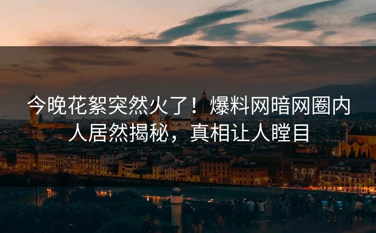 今晚花絮突然火了！爆料网暗网圈内人居然揭秘，真相让人瞠目