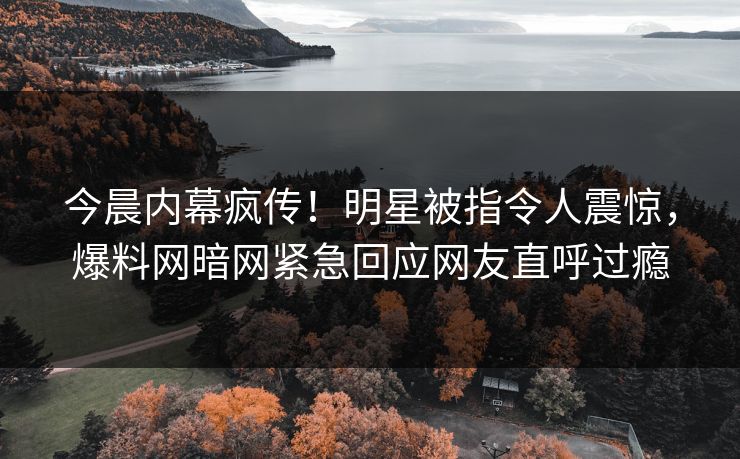 今晨内幕疯传！明星被指令人震惊，爆料网暗网紧急回应网友直呼过瘾