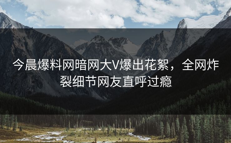 今晨爆料网暗网大V爆出花絮，全网炸裂细节网友直呼过瘾
