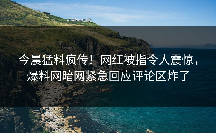今晨猛料疯传！网红被指令人震惊，爆料网暗网紧急回应评论区炸了