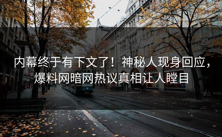 内幕终于有下文了！神秘人现身回应，爆料网暗网热议真相让人瞠目