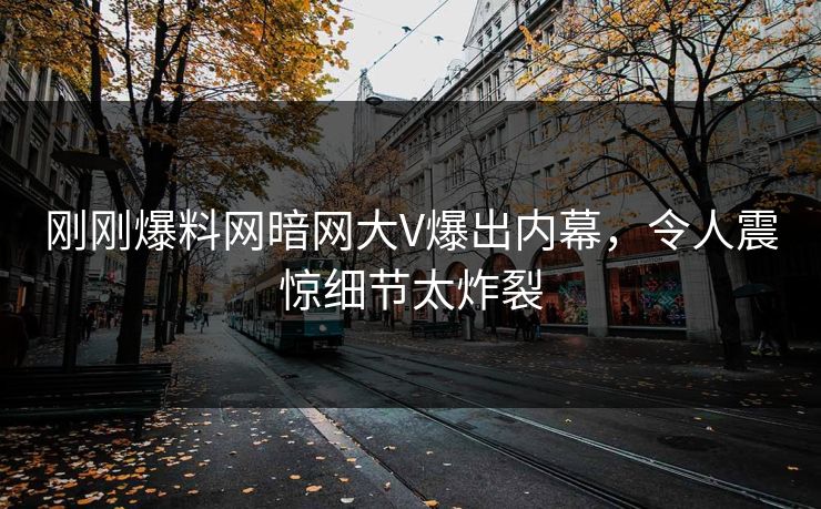 刚刚爆料网暗网大V爆出内幕，令人震惊细节太炸裂