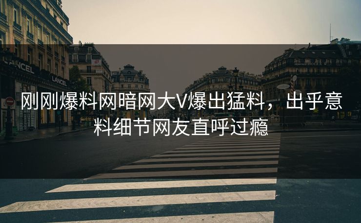 刚刚爆料网暗网大V爆出猛料，出乎意料细节网友直呼过瘾